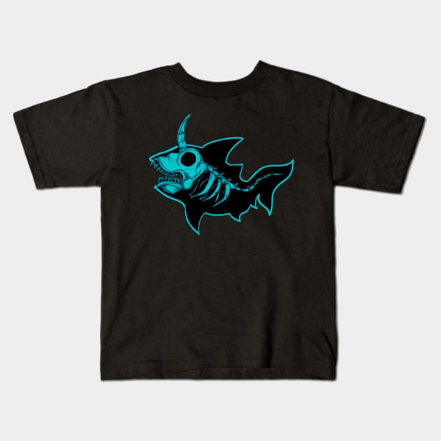 Unicorn Shark Blue Kids T-Shirt by fakeface